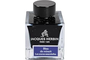 Jacques Herbin 13119JT - Flacone di inchiostro da 50 ml per penne stilografiche e roller, colore: Blu di mezzanotte. Prodotto in Francia