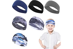 Lusofie 6 Pcs Boys Headbands for Sports Boys Elasticity Sports Headbands for Boys Multi-Color Boy Headbands for Basketball Football Long Hair Sweat-Absorbing Headbands