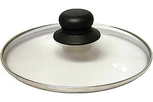 BAUMALU - Couvercle en Verre - Cerclé Acier Inoxydable - Trou Vapeur, Bouton Bakélite - Pour Casseroles, Marmites, Poêles - Réduit les Projections - Ø16 cm, Argenté