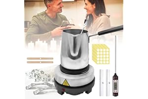 RYUNQ Kit per Candele + Piastra riscaldante elettronica per fonditore di cera, Kit Fai-da-Te per Fabbricazione Candele Profumate per Principianti, Termometro digitale, DIY Set Regalo per Candele