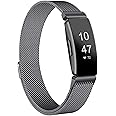 Amzpas Bands Compatible with Fitbit Inspire 2 & Fitbit Inspire HR & Fitbit Inspire & Fitbit Ace 2, Breathable Stainless Steel Loop Mesh Magnetic Adjustable Wristband for Women Men(Small,Dark gray)