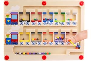 66 MING YING Magnetisches Spiel Labyrinth Montessori Spielzeug,Kinder Spielzeug 2 3 4 Jahre Mädchen Jungen,Holz Spielzeug Sortierung Spiel Magnete Motor Fähigkeiten Spielzeug (train)