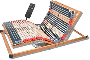 ‎FMP MATRATZENMANUFAKTUR FMP Matratzenmanufaktur 7 Zonen Lattenrost Rhodos® EL | Kopf- und Fußteil elektrisch verstellbar | fertig montiert |44 Leisten | Notabsenkung | TÜV GS | Mittelgurt | 90x200 cm