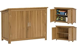 Outsunny Abri de Jardin en Bois cabane de Jardin avec Toit incliné, 2 Portes et 2 étagères, Armoire à Outils résistante aux intempéries pour intérieur, extérieur et Balcon, 110 x 50 x 85 cm Marron