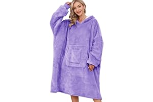 Svanco Koc z kapturem ponadwymiarowy koc do noszenia szerpa polarowa bluza z kapturem z gigantycznymi kieszeniami rękawy miękka ciepła bluza koc telewizyjny jeden rozmiar pasuje do wszystkich kobiet