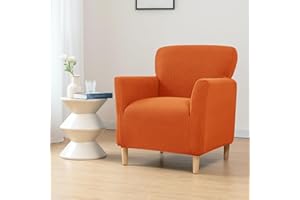 OKYUK Banquet Armchair Slipcovers Chair Slipcovers with Arms Stretch Chair Covers for Living Room Anti Slip Soft Armchair Slipcover Kids Pets Friendly Furniture Protector (Orange-A)
