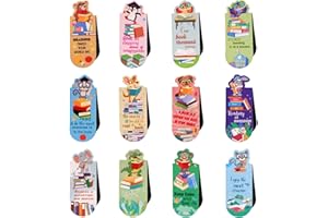 ZIDOLEY 12 Pack Magnetic Bookmark, Cute Animals Book Marks for Children/Kids, Inspirational Quotes Bookmarks, Magnet Book Mark for Girls Boys