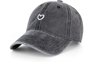 SAHRCH Womens Baseball Cap Vintage Washed Cotton Love Heart Embroidered Adjustable Summer Hat
