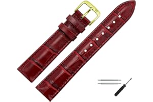 MARBURGER Uhrenarmband 18mm Leder Alligator Prägung - Werkzeug Montage Set 14318