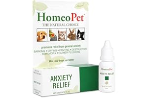 HomeoPet ANXIETY RELIEF - 100% Natural Pet Medicine. Fear anxiety or stress from separation kennelling vet/grooming visits for dogs cats rabbits birds. Pets of all ages. 15ml/up to 90 doses per bottle