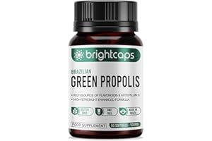 BRIGHTCAPS Bee Health Propolis | Brazilian Green Propolis | 87% Dry Extract | Immune System Booster | High Artepillin C - Immunity Support | 54mg Phenolic Compound & 21mg Flavonoids