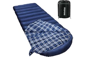 POEPORE XXL Sac de Couchage en Flanelle de Coton pour Adultes 3-4 Saisons Sac de Couchage de Camping et Randonnée Hiver avec Sac de Compression de Voyage Interieur Extérieur 230 * 100CM