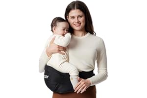 Momcozy Nosidełko na biodra dla niemowląt – oryginalna ochrona brzucha 3D i płyta do masażu EVA, z różnymi kieszeniami dla noworodków i małych dzieci do 20 kg (czarny, duży)