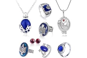 HJYZY 8 pcs Vampire Diaries Jewelry Daywalking Katherine Sapphire Elena Gilbert Opening Vervain Locket Necklace Salvatore Damon Stefan finger Family Crest Ring Red Diamond Stud Earrings