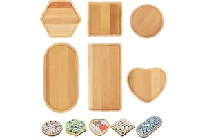 FOZKIERY Lot de 6 dessous de verre en mosaïque de bambou, plateaux de base vierges, dessous de verre, dessous de verre, dessous de verre pour plantes, plaques d'art (lot de 6, carreaux de mosaïque non inclus)