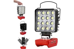 YINNIY Lámpara Led Sin Cuerda Compatible con Milwaukee M18 Luces de Trabajo Alimentadas por Baterías,34W 5000Lm Linterna de Trabajo de Inundación Portátil con Puerto de Cargador USB para Acampar