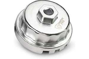 SMOTIVEPRO 64mm 14-Flute Toyota Oil Filter Wrench - Heavy Duty Cap Style Oil Filter Removal Tool Compatible with Camry, Lexus, Tundra, 4Runner, Highlander, RAV4 and More with 2.5L to 5.7L Engines