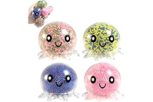 AEVORANT 4er-Set Leuchtende Knautsch-Oktopusse – Sensorisches Anti-Stress-Spielzeug mit Nachtleuchteffekt für Kinder und Erwachsene (5.5cm)