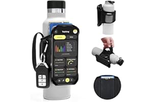 Cikyner Cinghia per Bottiglia d'Acqua, Porta Bottiglia d'Acqua per Telefono Cellulare, Accessori da Palestra Rimovibili e Girevoli a 360° per Telefono da 4,5-7'' e Bottiglie da Diametri 5-9cm (G7L)