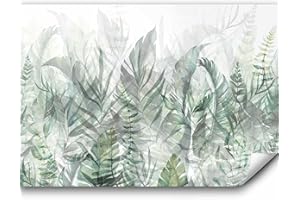 murando - Papier peint panoramique nature 400x280 cm - Revêtement mural décoration salon - Design moderne - Gris vert - Couleurs paysage feuilles nature plantes tendances b-A-0696-a-b