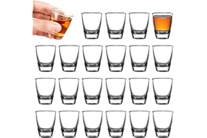 ARCPNRT 24 Verres à Shot en Verre, Verre à vin en Forme D'oeuf de 30 ml, Gobelet Direct, Avec Fond épais, Pour Liqueurs, Vodka, Ouzo, Sambuca, Tequil