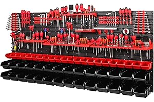 PAFEN Panneau Mural Porte-Outils - Système de Stockage - Rangement Outil - Armoire Garage - Tableau Organisation - Étagère Murale pour Atelier -1728 x 780 mm