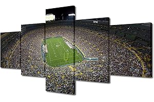TUMOVO Sports Stadium Wall Decor Lambeau Field 5 Pieces Canvas Wall Art Packers American Green Bay Sports Pictures for Home Decoration, Football/Football Game Prints and Posters Decor Ready to Hang