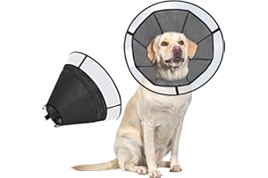 Dog Cone Collar for Dogs After Surgery,OneTigris Adjustable Head Cone for Large Dogs,Neck Soft Cone Alternative Elizabethan Dog Recovery Collars Prevent Licking (Black, L)