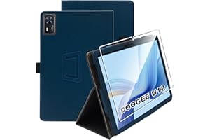 zZjoOoj Funda para DOOGEE U12 12 Pulgadas,Funda Ligera Superfina con 1 Piezas Cristal Templado Protector de Pantalla y Función de Soporte,Azul Marino