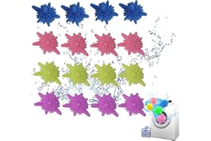 PEIDOG Lot de 16 boules de lavage réutilisables pour machine à laver, respectueuses de l'environnement, anti-statiques, réduisent l'adhérence statique et les plis (couleur aléatoire)