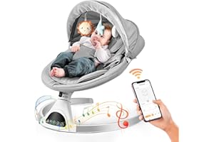 Sdraietta Neonati Elettrica,Aomdom Altalena Neonato Elettrica 0-9 kg 5 Velocità d’oscillazione Sdraietta a Dondolo per Neonati Elettrico telecomando e APP,Materiale sfoderabile Bianco…