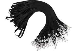 Segus Cordino da Collo Nero, Set grande 50 Pezzi Laccio da Collo con Gancio Girevole, Cancelleria e Prodotti per Ufficio per Portachiavi, Carta d'identità, Titolare della Carta, Cordino non Stampato