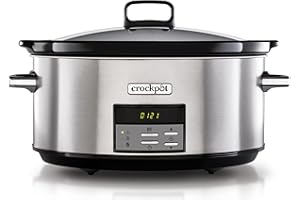 CROCK-POT Crockpot Mijoteuse numérique | 7,5 l (10+ personnes) | avec cocotte compatible four | Compatible lave-vaisselle | Acier inoxydable [CSC063X]