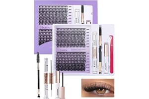 COAVEL Kit de pestañas postizas pelo a pelo de 280 piezas, incluye pinzas, cepillo, pegamento y removedor, longitud de 0,9 a 1,6 cm 30D y 40D. Extensión de pestañas naturales. Kit extension pestañas