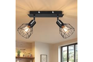 ‎KIMJO Kimjo Deckenstrahler LED Deckenleuchte 2 Flammig Schwenkbar - Deckenstrahler Schwarz 2 Flammig E14 - Deckenlampe Strahler Deckenleuchte Spot Lampe Decke Küche