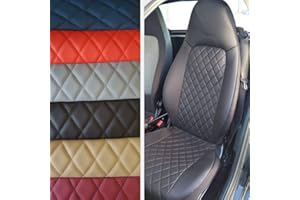 TOPCAR-ATHENS Top Car Athens Rhombus, set di due coprisedili per auto in ecopelle, superficie posteriore nera in materiale sintetico, misura 100% compatibile con Smart Fortwo (451), colore nero