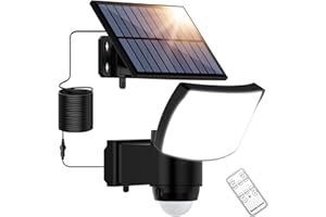 ‎BENMA Solarlampen für Außen mit Fernbedienung, Led Solar Strahler mit Bewegungsmelder, 3000/5000/7000K, Solar Außenstrahler mit 3 Leuchtmodi, IP65 Wasserdicht Solarleuchte für Garage, Hof, Haustür, Garten
