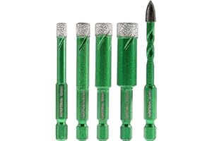 KURSTOL Punta per Trapano Diamantata - 6/8/10/12+6MM Fresa Diamantata Frese per Piastrelle Gambo Esagonale per Porcellana Granito Piastrella Marmo Taglio a Secco