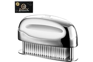 GOURMET EASY Meat Tenderizer Tool, Easy to Clean, One Piece Design - No Disassembly Needed, Ultra Sharp Needle Blades 100% Stainless Steel, Heavy-Duty Kitchen Gadgets, Meat Needle, Cooking Gadget for Tenderizing