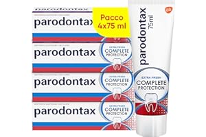 Parodontax Complete Protection Extra Fresh, Dentifricio Quotidiano con Fluoro, 8 benefici studiati specificatamente per Gengive più Sane e Denti più Forti, Pacco da 4x75 ml​