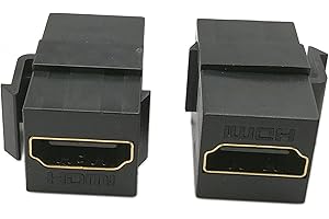 HDMI Keystone Jack Inserts, zdyCGTime (2-Pack) HDMI Keystone Femelle vers Femelle coupleur Snap-in pour Plaque Murale – Noir