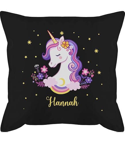 Personalisierte Dekokissen Einhörner Personalisiertes Einhorn Kissen 40x40cm - Kinderkissen Mit Namen Bedruckt Einhorngeschenk Mädchen