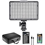 Neewer 176 LED Video Light Lighting Kit: Dimmable 176 LED Panel, with 2200mAh Li-ion Battery, USB Battery Charger and Carryin