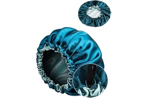 MUFEKUM Large Adjustable Double Sided Satin Hair Bonnet for Sleeping, Silk Sleep Cap for Women, Girls, Men's Hair Care, Curly and Black Hair