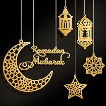 6 Decorazioni In Legno Per Ramadan – Ciondoli Stella E Luna Per Eid, Albero Di Natale E Feste