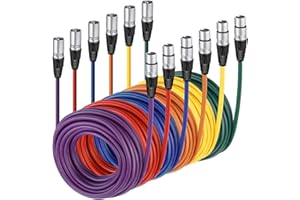 Neewer 6-Pack Audio Mikrofon Kabel 24,9 Fuß / 7,6 Meter-XLR Stecker auf XLR Buchse Farbige Schlange Kabel (Lila/Rot/Blau/Orange/Gelb/Grün)