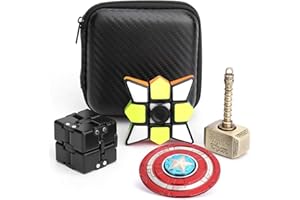 LNCOJOLM Fidget Spinner Cube Pack Superhero Hammer Spinner Magic Infinity Cube, Fidget Small Cool Gadget Stress Anxiety Relief Finger Spinner Toy Birthday Gift for Boy Girl Kid Adult (4 Pack)