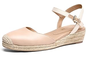 DREAM PAIRS Women's Espadrilles Wedge Sandals Closed Toe Adjustable Ankle Strap Mid Low Heel Summer Shoes