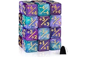 DEAMOS 24 Pieces Dice Counters,MTG Token Dice,Counters Token,Glitter Loyalty,Accessories Compatible with MTG, CCG, Card Gaming Accessory (Star Purple)