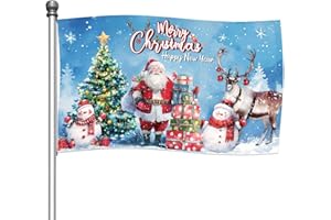 PENITUE Christmas Flag, 150x90cm/5x3ft Double-Sided Merry Christmas Garden Flags for Outdoor Yard Patio New Year Xmas Holiday Party Decor & Gift (Style 2)